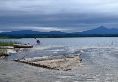 582 Elkins Stream inlet to pond with kayak