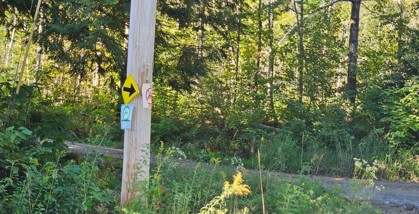 Nason Hill Road entrance off Garland Road showing snowmobile and ATV trails nearby