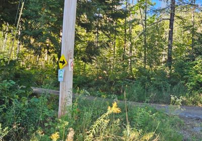 Nason Hill Road entrance off Garland Road showing snowmobile and ATV trails nearby